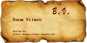 Baum Vilmos névjegykártya